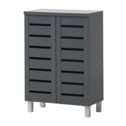 Timber Art Design 4 Tier Shoe Storage Cabinet 2 Door Cupboard Stand Rack Unit Dark Grey - thumbnail 3