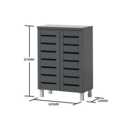 Timber Art Design 4 Tier Shoe Storage Cabinet 2 Door Cupboard Stand Rack Unit Dark Grey - thumbnail 5