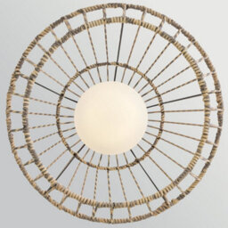 Elstead Arlen Large Outdoor Pendant Light Black & Rattan IP44 - thumbnail 3