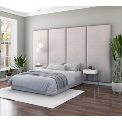 Aspire 90Cm X 210Cm Large Upholstered Headboard Wall Panel, Kimiyo Linen Silver - image 1