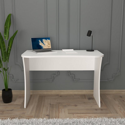 110Cm Modern Desk Compact Writing Desk Laptop & Computer Table Stylish Office Desk For Home Work Study (White, Large, Mila) - image 1