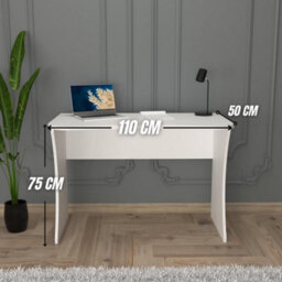 110Cm Modern Desk Compact Writing Desk Laptop & Computer Table Stylish Office Desk For Home Work Study (White, Large, Mila) - thumbnail 7