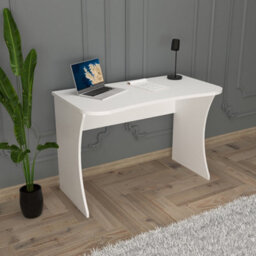 110Cm Modern Desk Compact Writing Desk Laptop & Computer Table Stylish Office Desk For Home Work Study (White, Large, Mila) - thumbnail 2