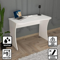 110Cm Modern Desk Compact Writing Desk Laptop & Computer Table Stylish Office Desk For Home Work Study (White, Large, Mila) - thumbnail 5
