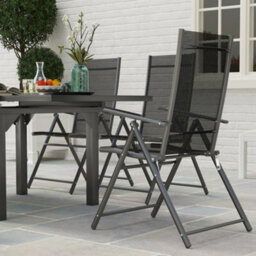 Wyld Haus Cosuri 6-Seater Grey Mesh Outdoor Dining Set With Extendable Table And Folding Chairs - thumbnail 9