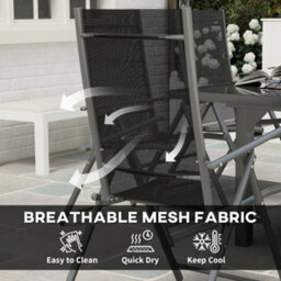 Wyld Haus Cosuri 6-Seater Grey Mesh Outdoor Dining Set With Extendable Table And Folding Chairs - thumbnail 7