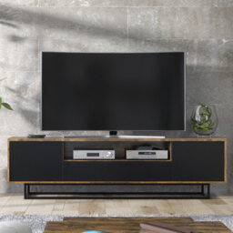 Creative Furniture Rift Loft Tv Unit 200Cm - Rustic & Black - thumbnail 1