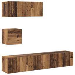 Berkfield Classic 4 Piece Tv Cabinet Set Wall-Mounted Old Wood Engineered Wood - thumbnail 1