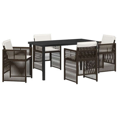 Berkfield Modern Garden Dining Set 5 Pcs Brown Poly Rattan - image 1