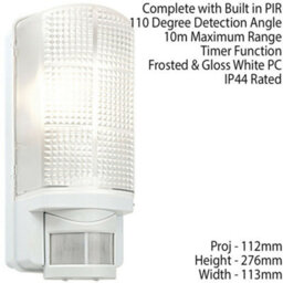 White Ip44 Outdoor Wall Bulkhead Light & 10M Pir Motion Sensor 60W E27 Edison - thumbnail 2