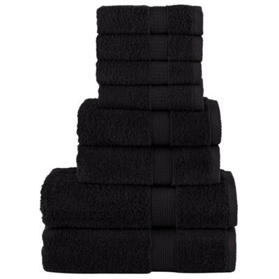 Berkfield 8 Piece Premium Towel Set Solund Black 600 Gsm - image 1