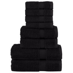 Berkfield 8 Piece Premium Towel Set Solund Black 600 Gsm