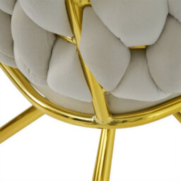 Abrihome Velvet Dining Chair, Armchair, Leisure Swivel Chair With Four Metal Support Legs, Beige - thumbnail 3