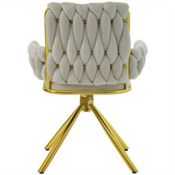 Abrihome Velvet Dining Chair, Armchair, Leisure Swivel Chair With Four Metal Support Legs, Beige - thumbnail 9
