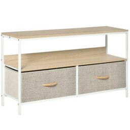 Wyld Haus Rare Elha 98Cm Maple And Light Grey Tv Cabinet With 2 Fold-Down Fabric Drawers - Supports Tvs Up To 47 Inches - thumbnail 2