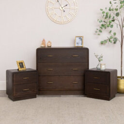 Melody Maison 3 Drawer Wooden Chest Of Drawers And Pair Of 2 Drawer Bedside Tables - Kingsley Range - thumbnail 1
