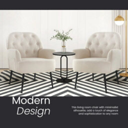 Beige Mid Century Armchair - Linen Fabric Tub Chair With Metal Legs For Living Room - thumbnail 5