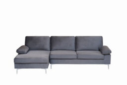 SquareBoxx Venossa L Shaped Corner Sofa With Chaise Lounge A 4 Seater Modern Fabric Sofa, Deep Seat Comfort, Plush Cushions & Chrome Legs - thumbnail 4
