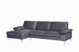 SquareBoxx Venossa L Shaped Corner Sofa With Chaise Lounge A 4 Seater Modern Fabric Sofa, Deep Seat Comfort, Plush Cushions & Chrome Legs