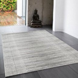 Grey Geometric Modern Easy To Clean Rug For Dining Room-200Cm X 290Cm - thumbnail 1