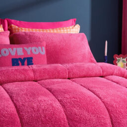 Ohs Teddy Fleece 10.5 Tog Coverless Duvet With Pillowcase Bedding Set, Hot Pink - Single - thumbnail 3