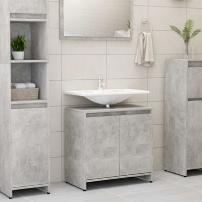 Berkfield Bathroom Cabinet Concrete Grey 60X33X61 Cm Engineered Wood - image 1