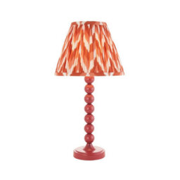 Luminosa Lighting Luminosa Higgledy Gloss Pink Clay Paint Table Lamp With Apricot Orange Fabric Zigzag Shade 25Cm E14 - thumbnail 1