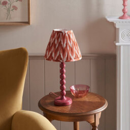 Luminosa Lighting Luminosa Higgledy Gloss Pink Clay Paint Table Lamp With Apricot Orange Fabric Zigzag Shade 25Cm E14 - thumbnail 3