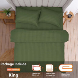 Aspire Homeware Olive Green Duvet Cover Complete Set, Reversible Modern Bedding Set, King (L)220Cm X (W)230Cm - thumbnail 2