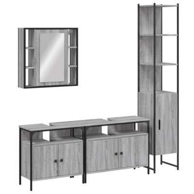 Berkfield Stylish 4 Piece Bathroom Cabinet Set Grey Sonoma Engineered Wood