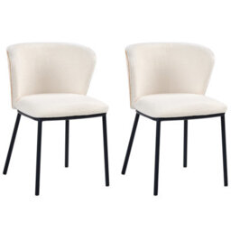 Beliani Set Of 2 Dining Chairs Hoskin Boucle Off-White - thumbnail 4