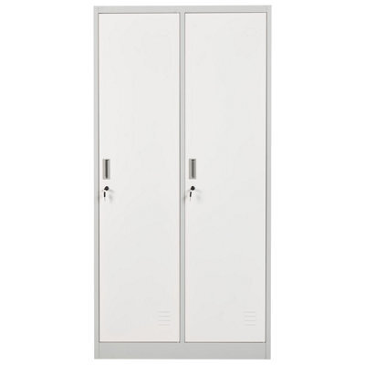 Wyld And Coco Two-Door Lockable Steel Storage Locker White Grey 90 X 45 X 180 Cm - image 1