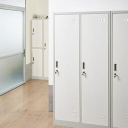 Wyld And Coco Two-Door Lockable Steel Storage Locker White Grey 90 X 45 X 180 Cm - thumbnail 2