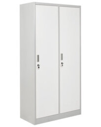 Wyld And Coco Two-Door Lockable Steel Storage Locker White Grey 90 X 45 X 180 Cm - thumbnail 3