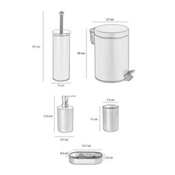 Innoteck Essentials 6Pc Bathroom Set Grey - 3L Bin, Toilet Brush, Soap Dispenser, Soap Dish, Toothbrush Holder, Tumbler. - thumbnail 6