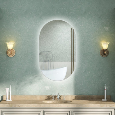 AVER-GROWTH 45X75Cm Led Bathroom Mirror With Touch Switch Memory Function Wall Mounted Oval Illuminated Mirror Vertical Horizontal - image 1