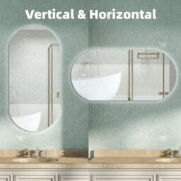 AVER-GROWTH 45X75Cm Led Bathroom Mirror With Touch Switch Memory Function Wall Mounted Oval Illuminated Mirror Vertical Horizontal - thumbnail 4