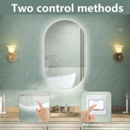 AVER-GROWTH 45X75Cm Led Bathroom Mirror With Touch Switch Memory Function Wall Mounted Oval Illuminated Mirror Vertical Horizontal - thumbnail 2