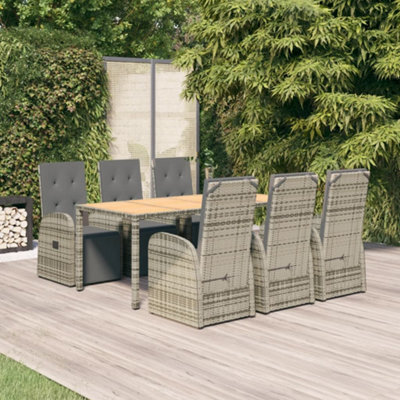 Berkfield 7 Piece Garden Dining Set Grey Poly Rattan&solid Wood Acacia - image 1