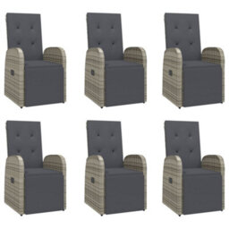 Berkfield 7 Piece Garden Dining Set Grey Poly Rattan&solid Wood Acacia - thumbnail 4