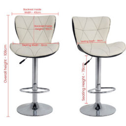 Neel Blue Modern Swivel Bar Stool, Adjustable Height Faux Leather Breakfast Modern Chair, White - thumbnail 2