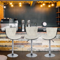 Neel Blue Modern Swivel Bar Stool, Adjustable Height Faux Leather Breakfast Modern Chair, White - thumbnail 5