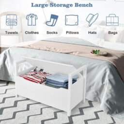 Costway 2 In1 Wooden Shoe Changing Bench Shoe Storage Cabinet Organizer Padded Seat - thumbnail 4