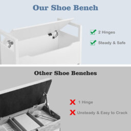 Costway 2 In1 Wooden Shoe Changing Bench Shoe Storage Cabinet Organizer Padded Seat - thumbnail 7