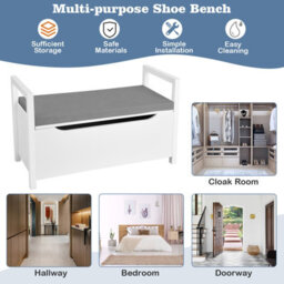 Costway 2 In1 Wooden Shoe Changing Bench Shoe Storage Cabinet Organizer Padded Seat - thumbnail 6