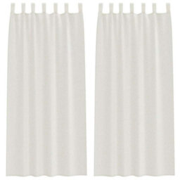 Berkfield Curtains With Curtains 2 Pcs Cream Polyester - thumbnail 2