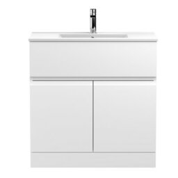 Hudson Reed Urban 805mm Satin White Floor Standing Vanity Unit And Basin With Silent Close, 828 X 805 X 395mm - thumbnail 4