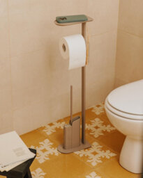 Cosmic Silicone Toilet Brush With Toilet Roll Holder, Slim Design, Black, Flat Collection - thumbnail 5