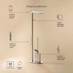 Cosmic Silicone Toilet Brush With Toilet Roll Holder, Slim Design, Black, Flat Collection - thumbnail 2