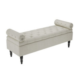 Darphe Beige Upholstered Storage Bench With Flip-Top Lid, Armrests And Side Bolster Pillows - thumbnail 1